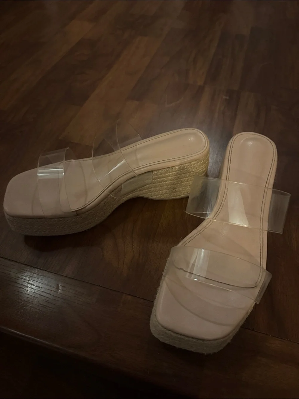 Women’s Clear Strap Platform Espadrille Sandals - Nude